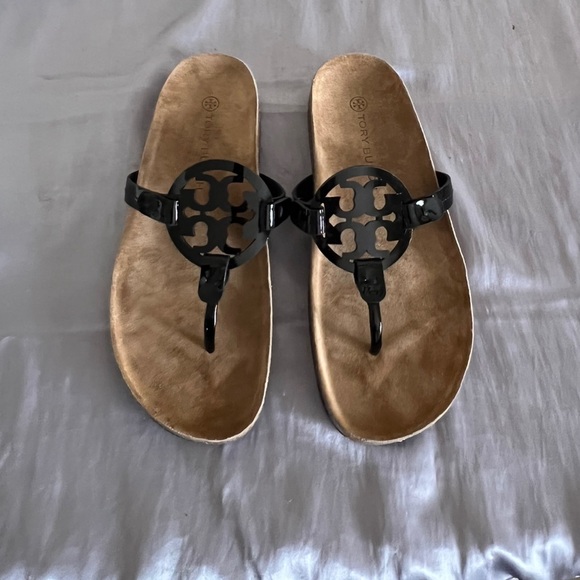 Tory Burch Cloud Miller Black Patent Leather Sandal Shoes 8.5 - Picture 11 of 11